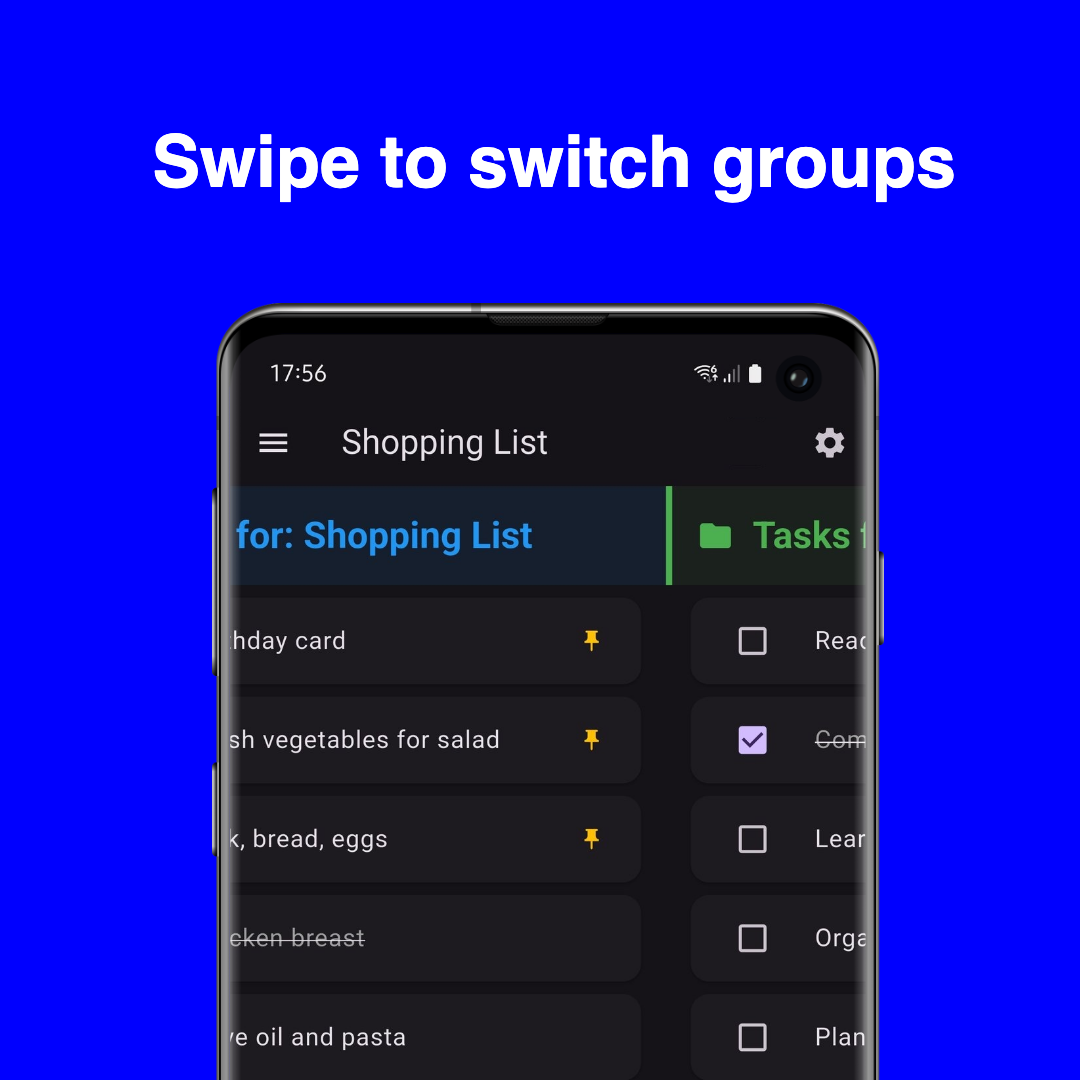 Switch groups feature screenshot